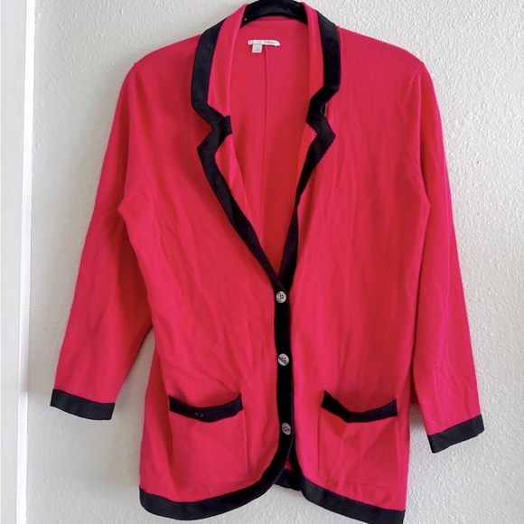 Halogen Sweaters - Halogen Hot Pink and Black Knit Stretch Blazer Sweater 3/4 Sleeve sz M